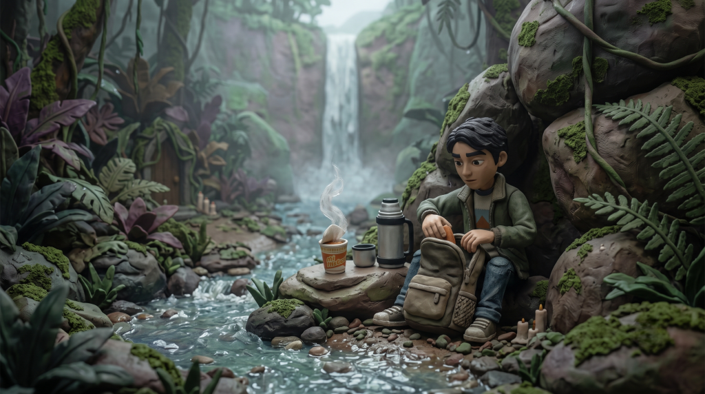 ilustrasi ai air terjun gitgit